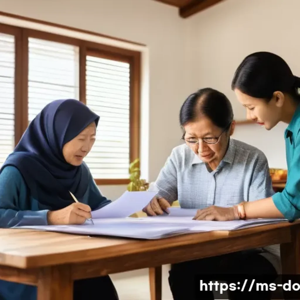 자산 정리 및 상속 계획 - **Prompt:** A warm and inviting scene inside a modern Malaysian home, where a multi-generational Mal...