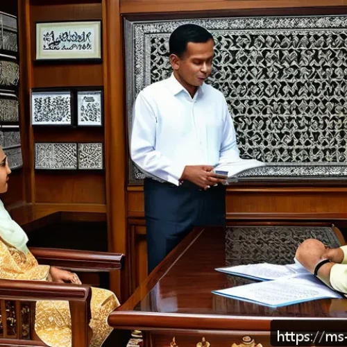 Home 32 자산 정리 시 고려해야 할 법적 요소 - A professional Malaysian family lawyer’s office interior with traditional Malay wooden furniture, do...